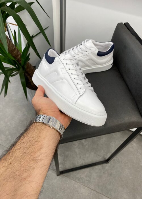 Beyaz Sneaker Hakiki Deri Ayakkabı 558-H