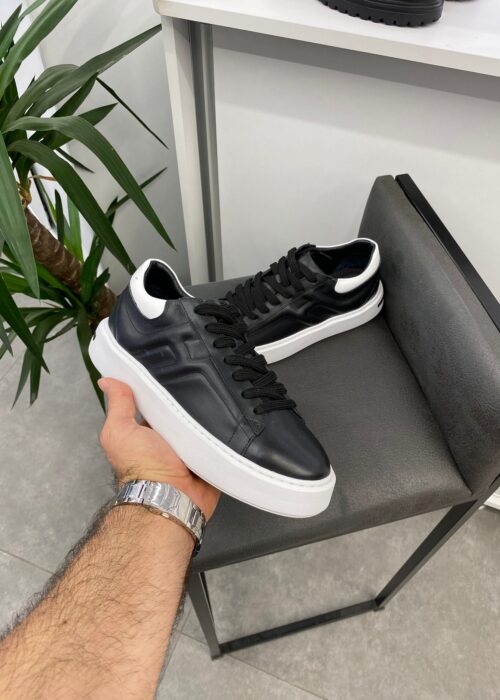 Siyah Sneaker Hakiki Deri Ayakkabı 558-H