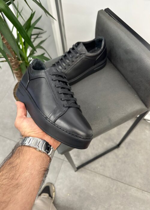 Siyah Sneaker Hakiki Deri Ayakkabı 1280