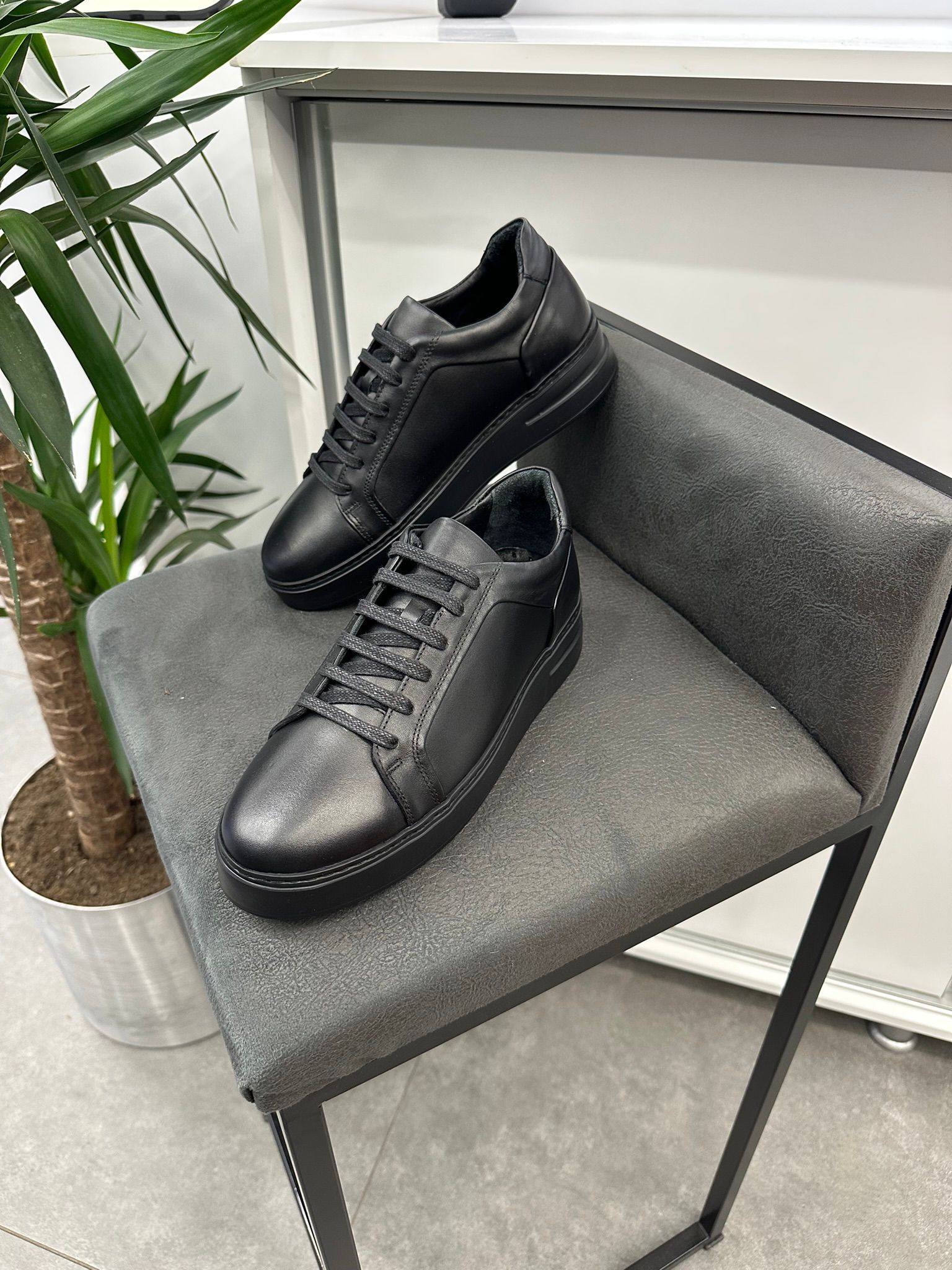 Siyah Sneaker Hakiki Deri Ayakkabı 1280 - Görsel 3