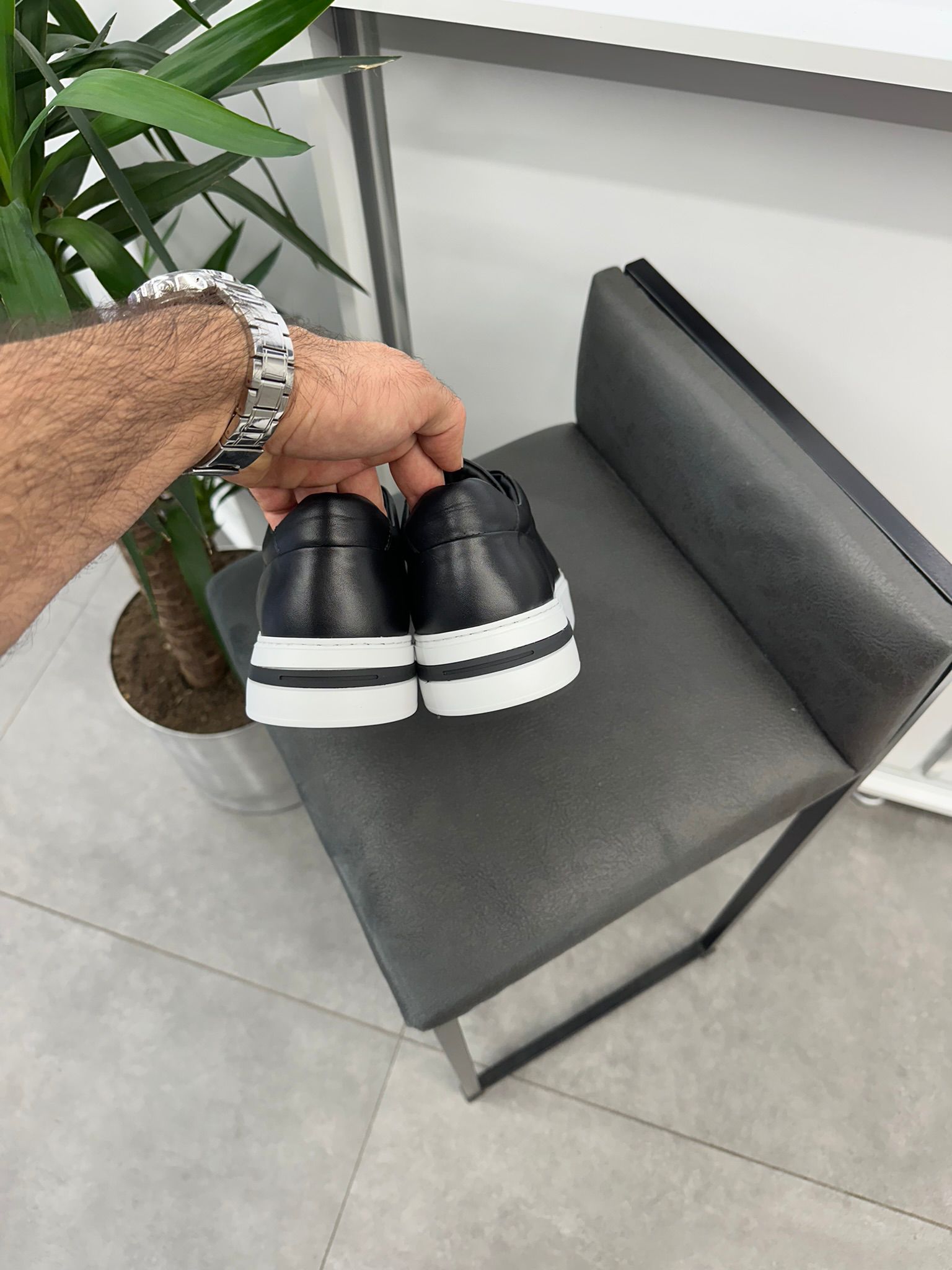 Siyah Sneaker 1280 Hakiki Deri Ayakkabı - Görsel 4