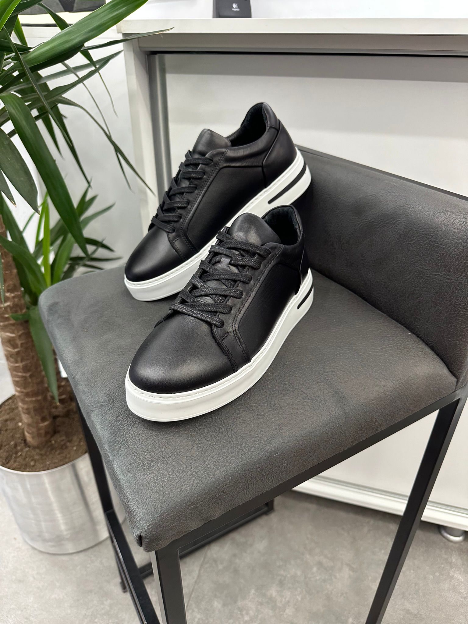 Siyah Sneaker 1280 Hakiki Deri Ayakkabı - Görsel 2
