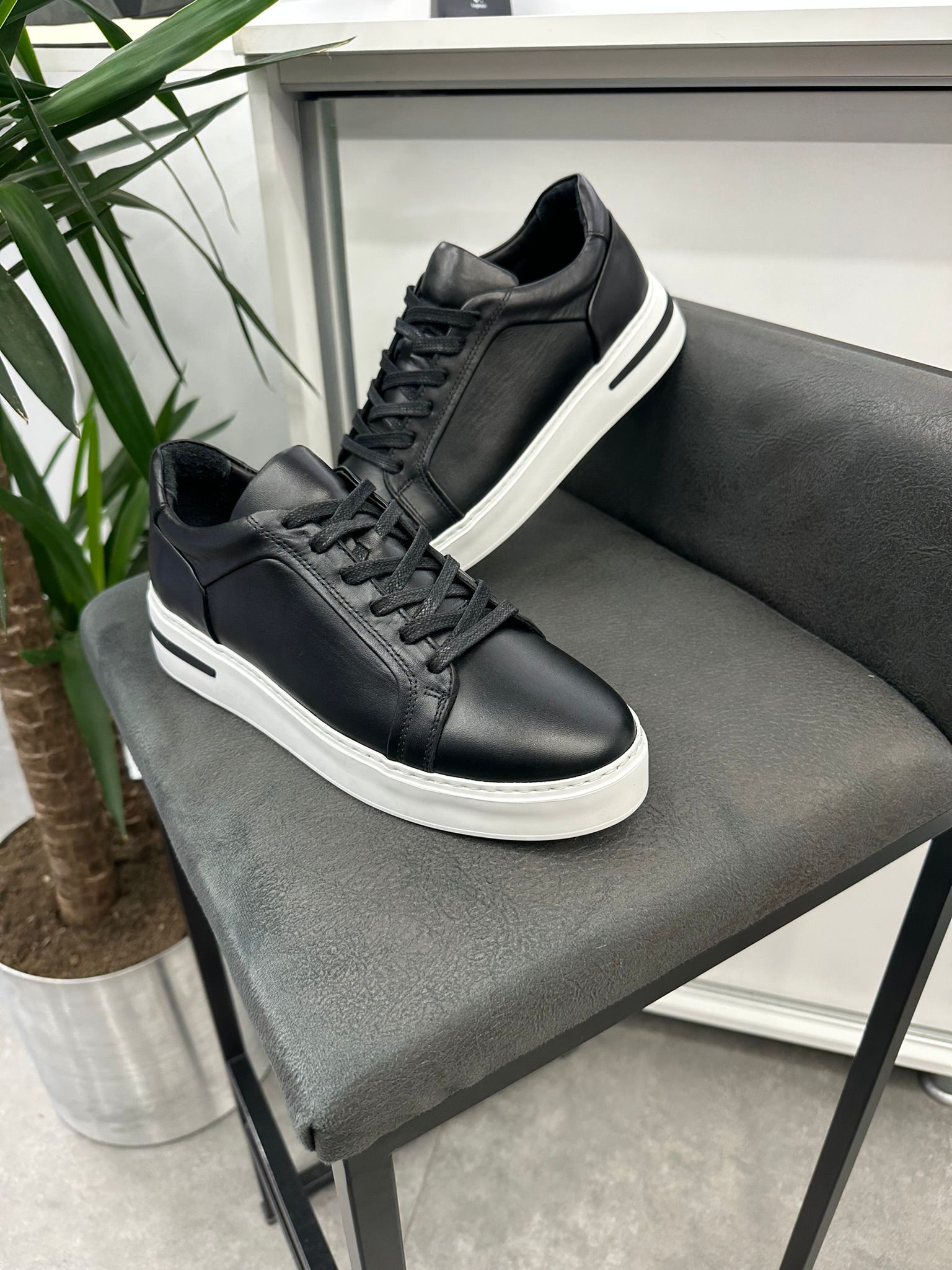Siyah Sneaker 1280 Hakiki Deri Ayakkabı - Görsel 3
