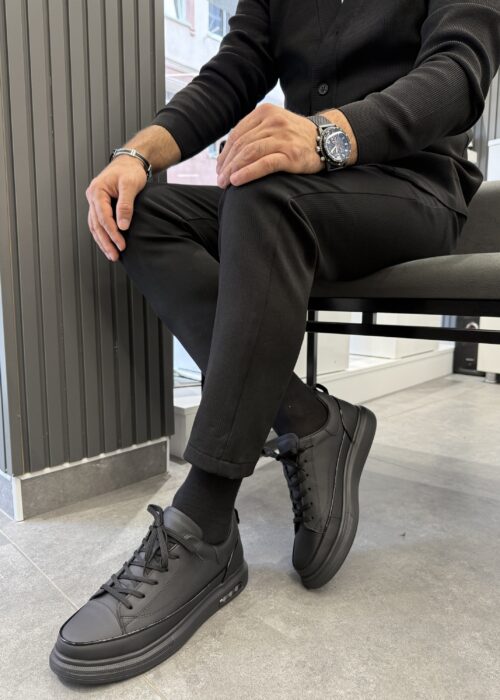 Siyah F48 Sneaker Hakiki Deri Ayakkabı