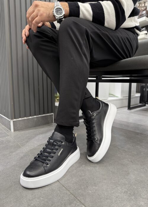 Siyah Hakiki Deri Sneaker ayakkabı Garda Model