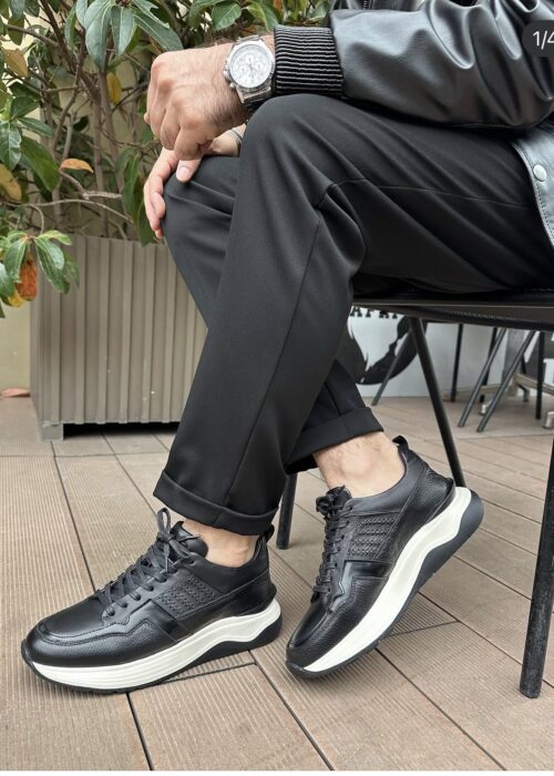 Siyah Hakiki Deri  Sneaker Ayakkabı 502SİYAH