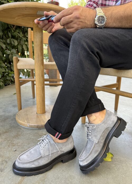 Gri Renk Hakiki Süet Deri Erkek Ayakkabı 432 SÜET GRİ